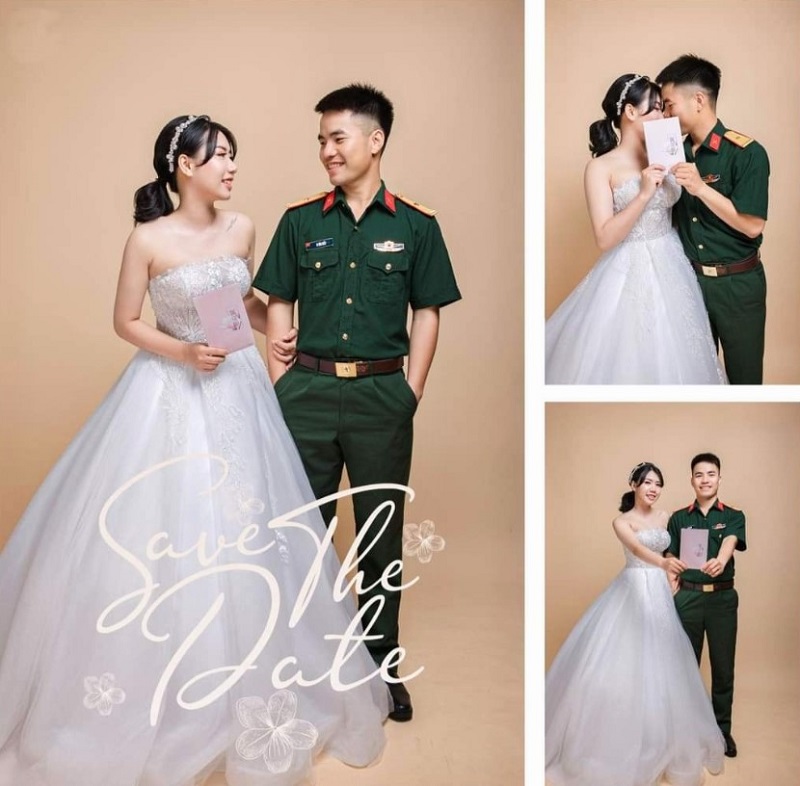 Concept chụp ảnh cưới quân phục công an đơn giản